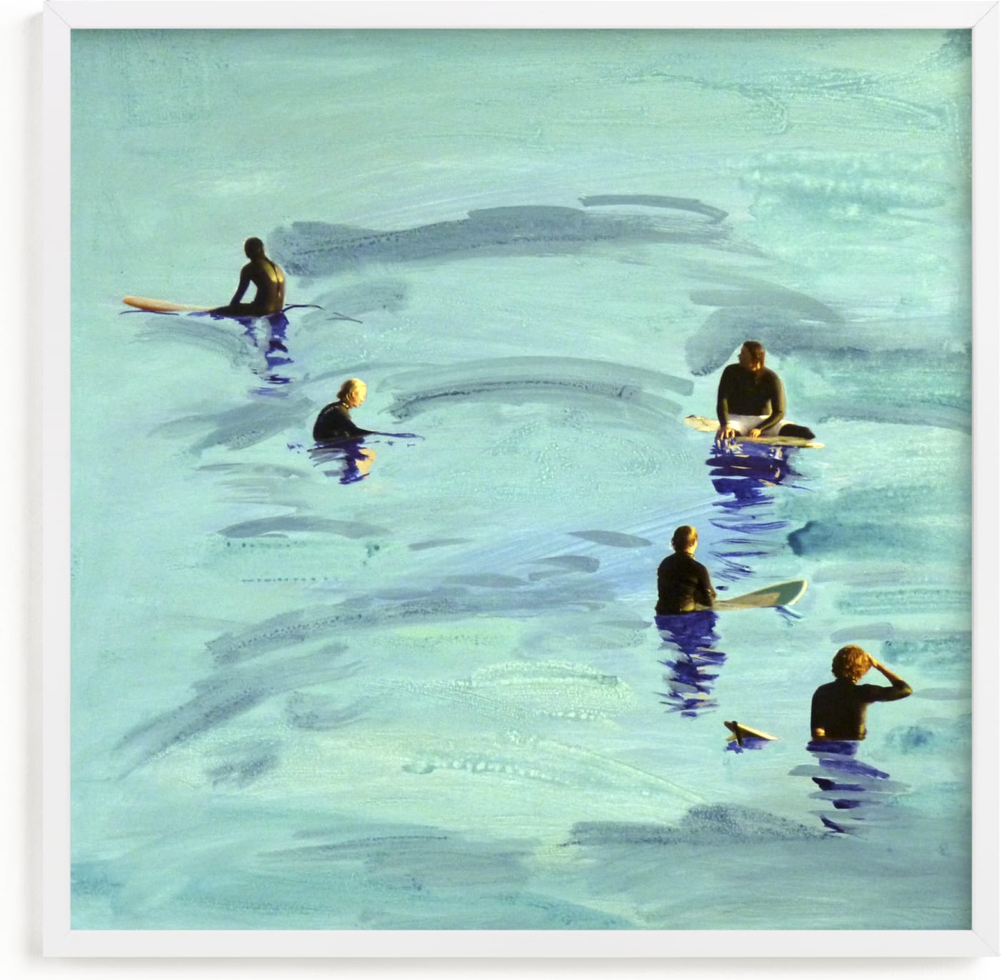This is a blue art by Annie Seaton called Waiting, Malibu 2012.