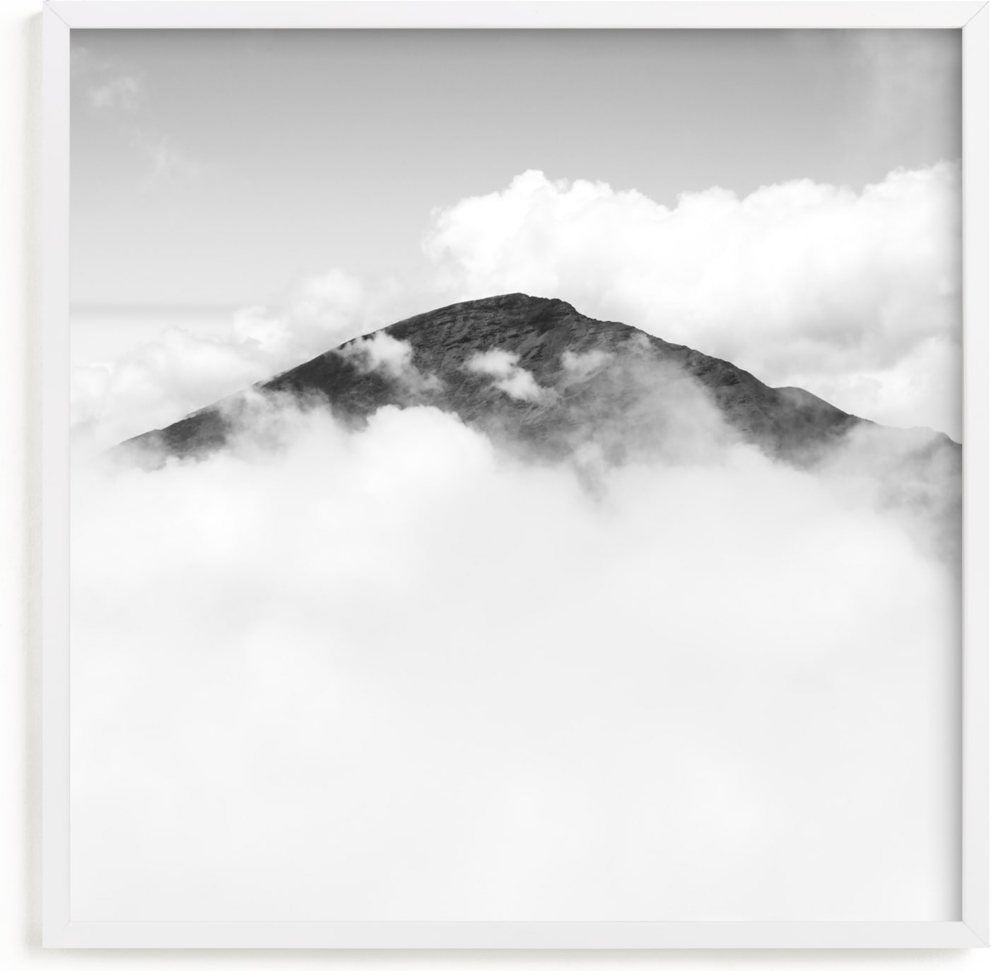 This is a black and white art by Mary Ann Glynn-Tusa called Volcano Hidden in the Clouds 3.