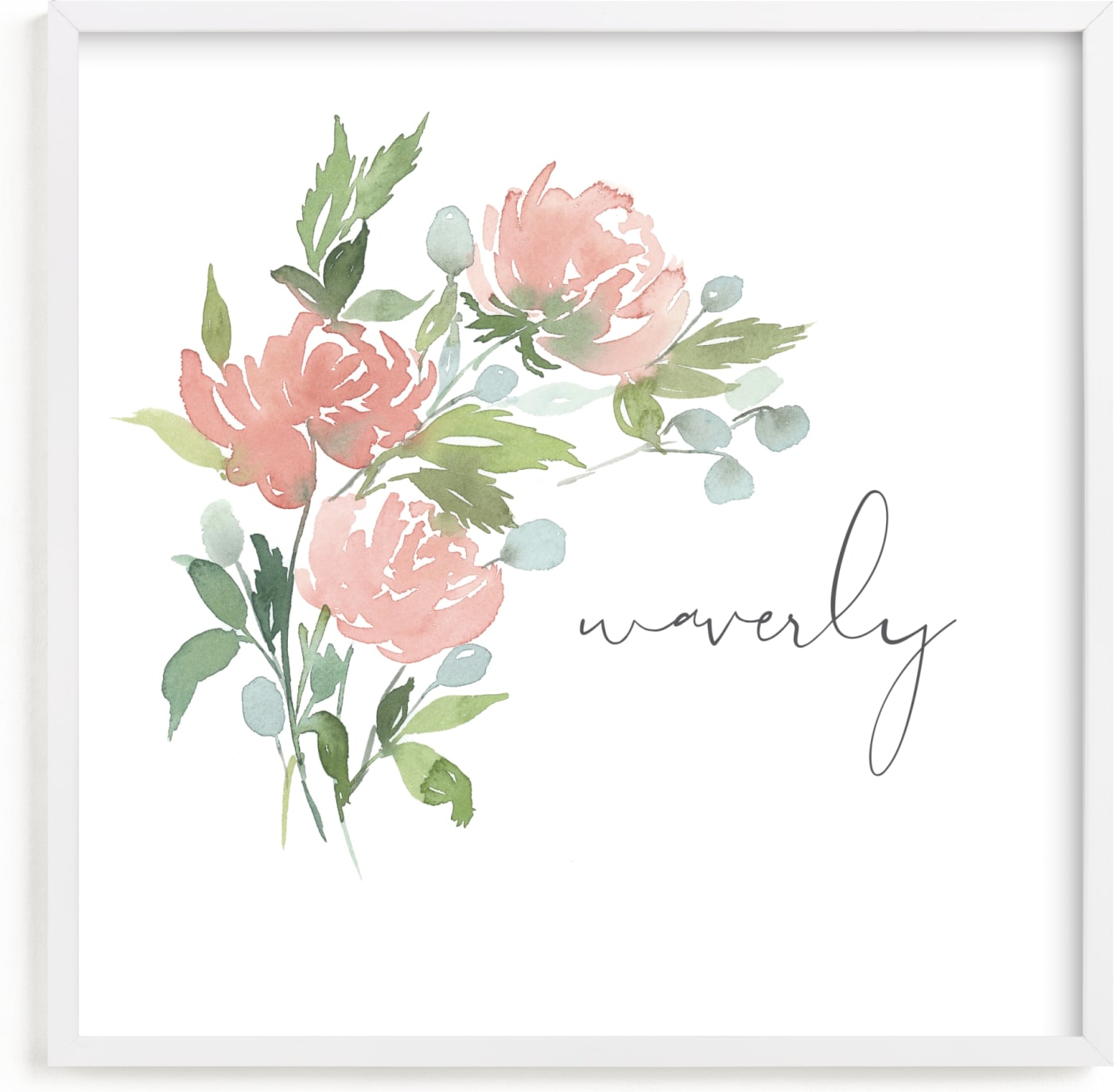 This is a grey personalized art for kid by Stacey Meacham called Watercolor Blooms.