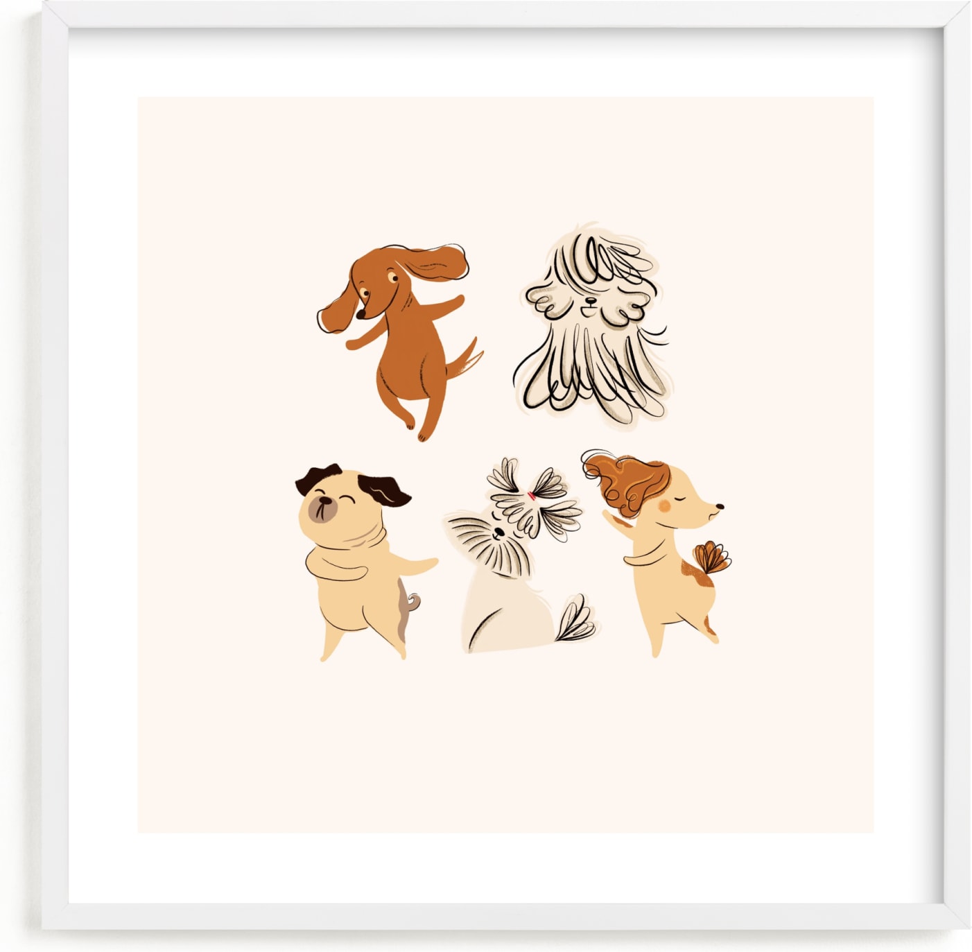 This is a brown kids wall art by Vivian Yiwing called pups.
