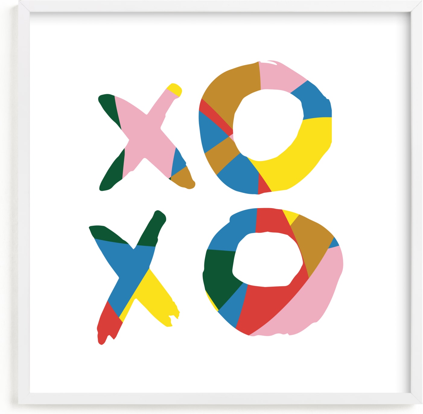 This is a blue kids wall art by Christina Flowers called xoxo - be bright.
