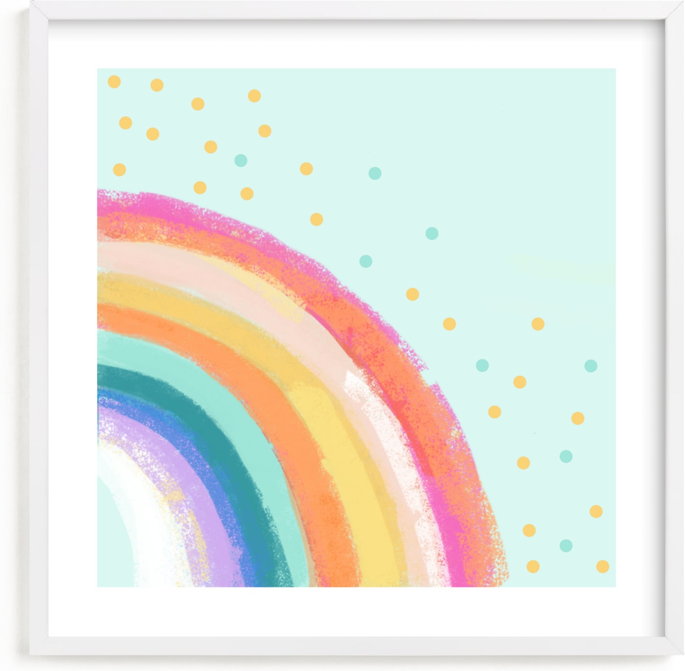 This is a colorful kids wall art by AlisonJerry called Ventura Rainbow l.