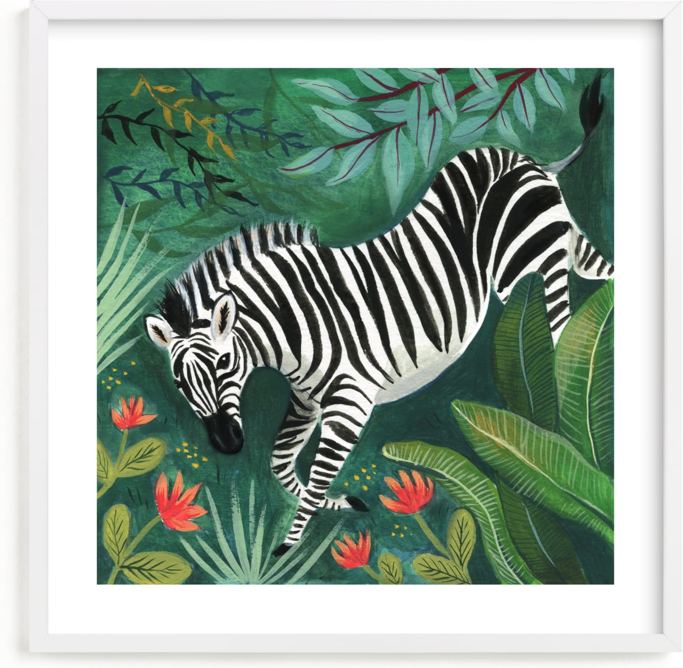 This is a black and white kids wall art by Emilie Simpson called Zebra.