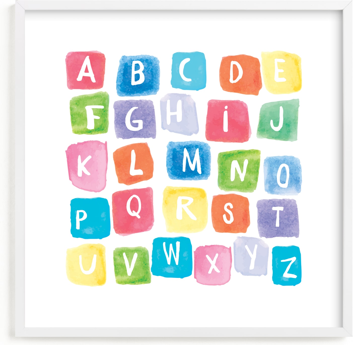This is a blue kids wall art by Amy Hall called ABC squares.