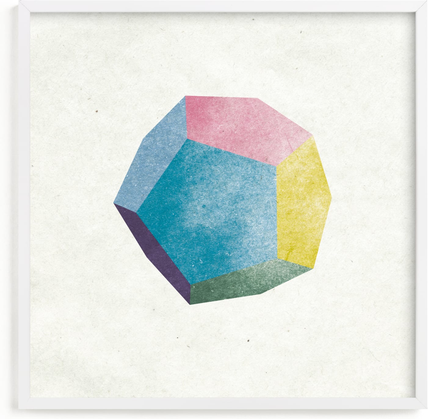 This is a blue kids wall art by Sumak Studio called dreamy dodecahedron.