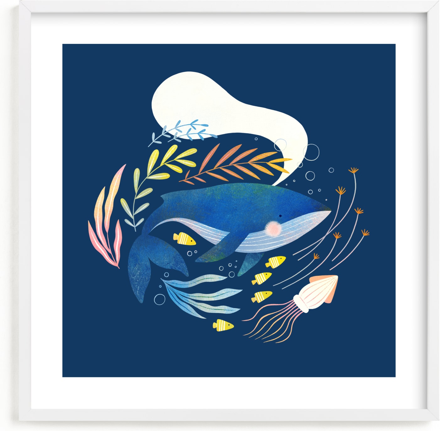 This is a blue kids wall art by Tati Abaurre called Ocean Blue.
