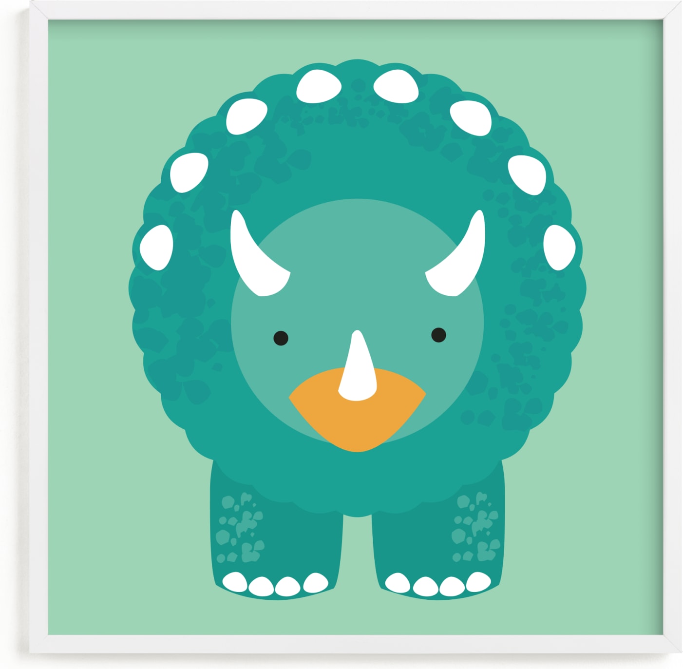 This is a green kids wall art by Itsy Belle Studio called Lil Dinosaur 1.