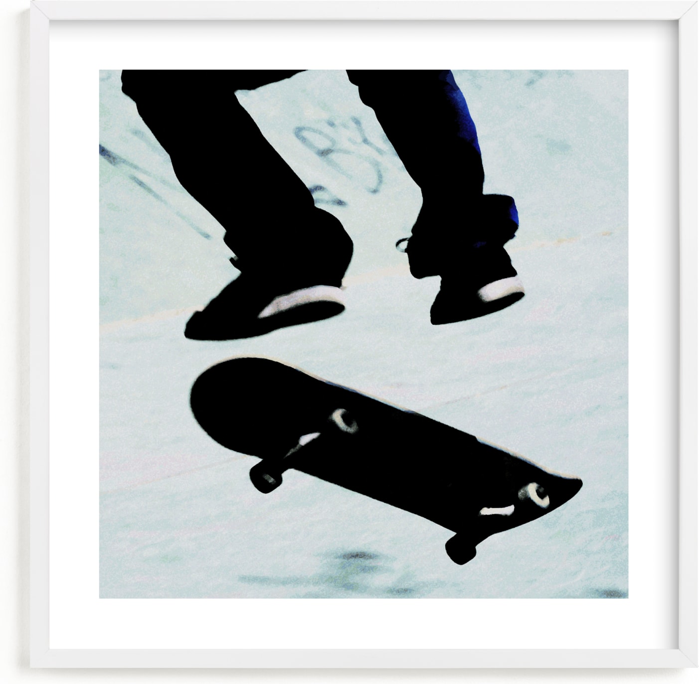 This is a blue kids wall art by Susanna Nousiainen called Skate.