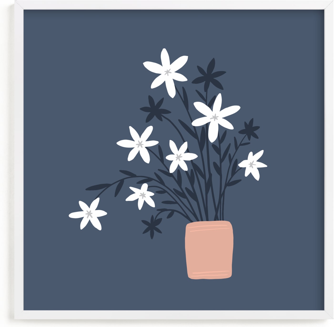 This is a blue kids wall art by Betsy Siber called Wildflower Bunch.