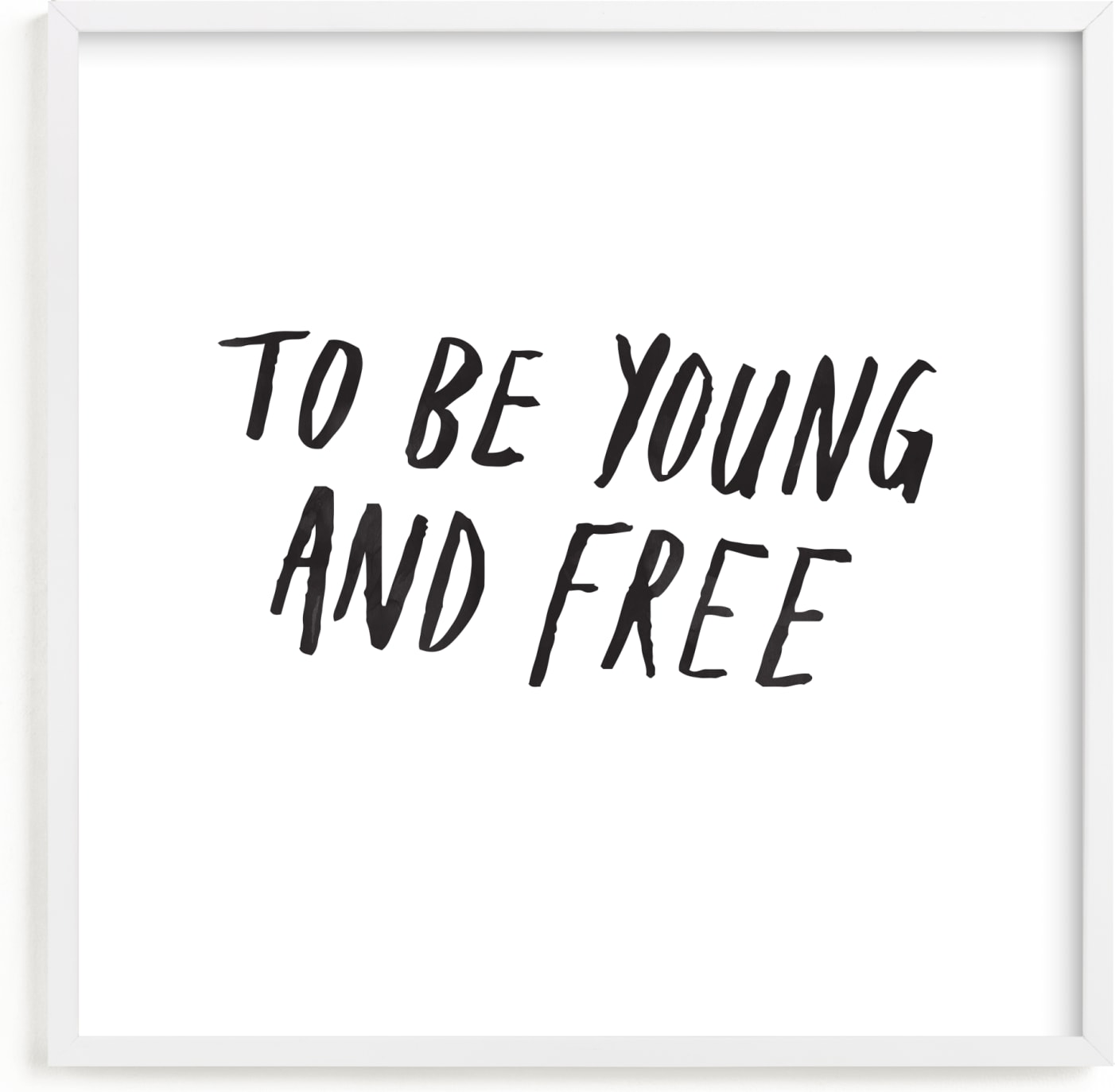 This is a black and white kids wall art by June Letters Studio called Young and Free.
