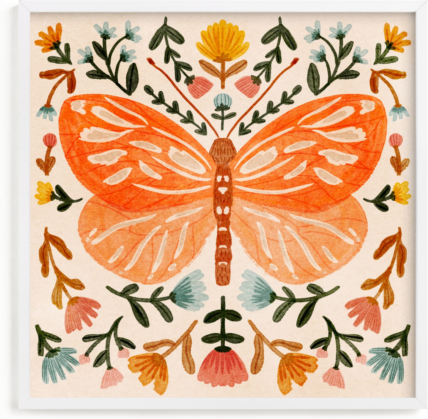 This is a colorful kids wall art by Angel Walker called Colorful Butterfly.