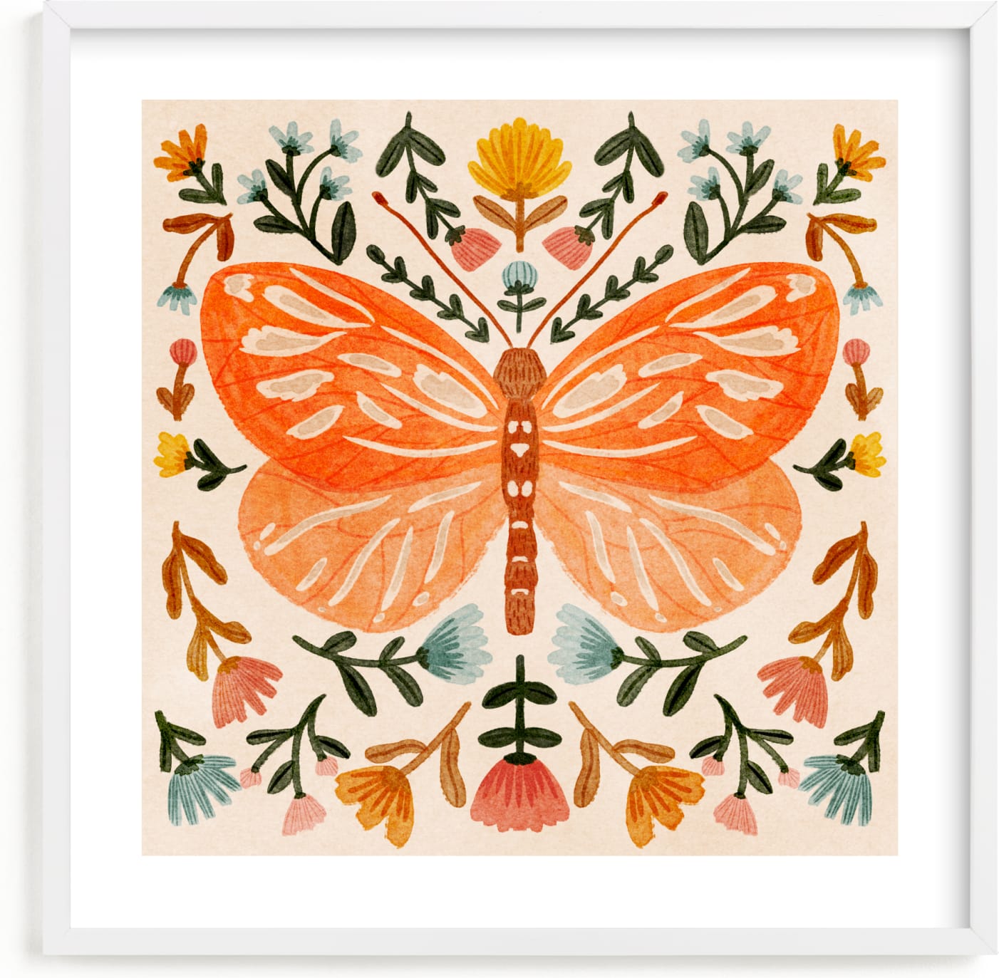 This is a colorful kids wall art by Angel Walker called Colorful Butterfly.