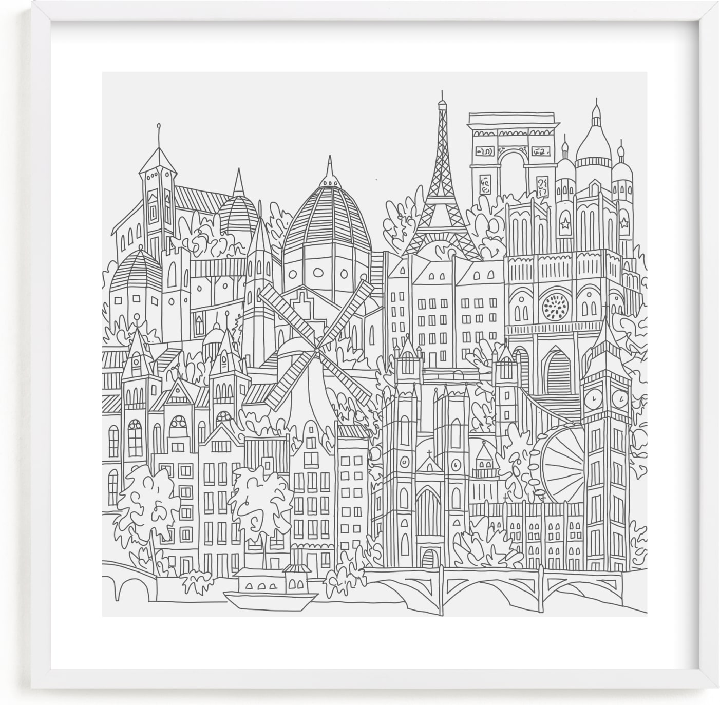 This is a black and white kids wall art by Krissy Bengtson called Study Abroad.