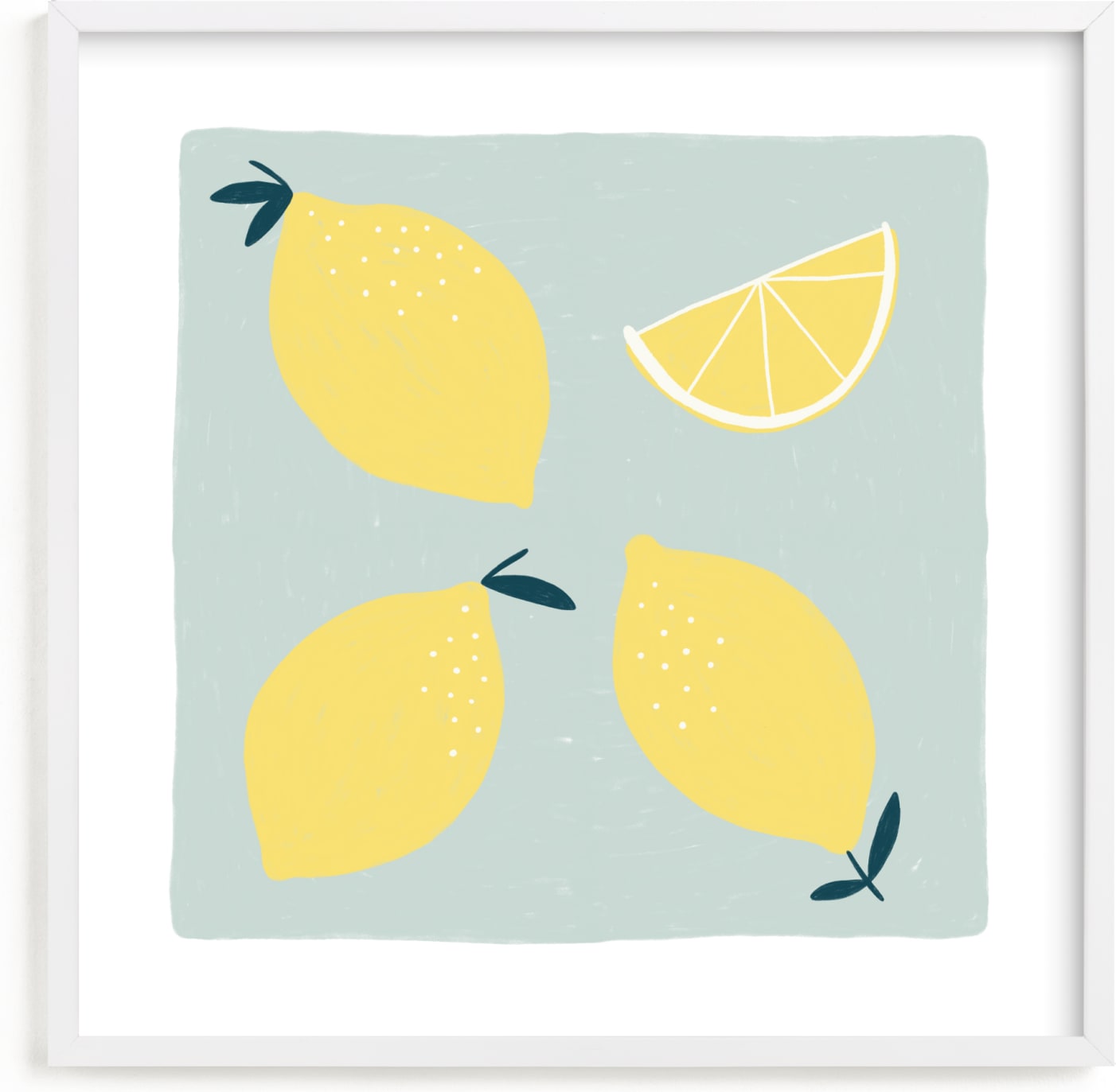 This is a yellow kids wall art by Betsy Siber called Lemon Wedge.