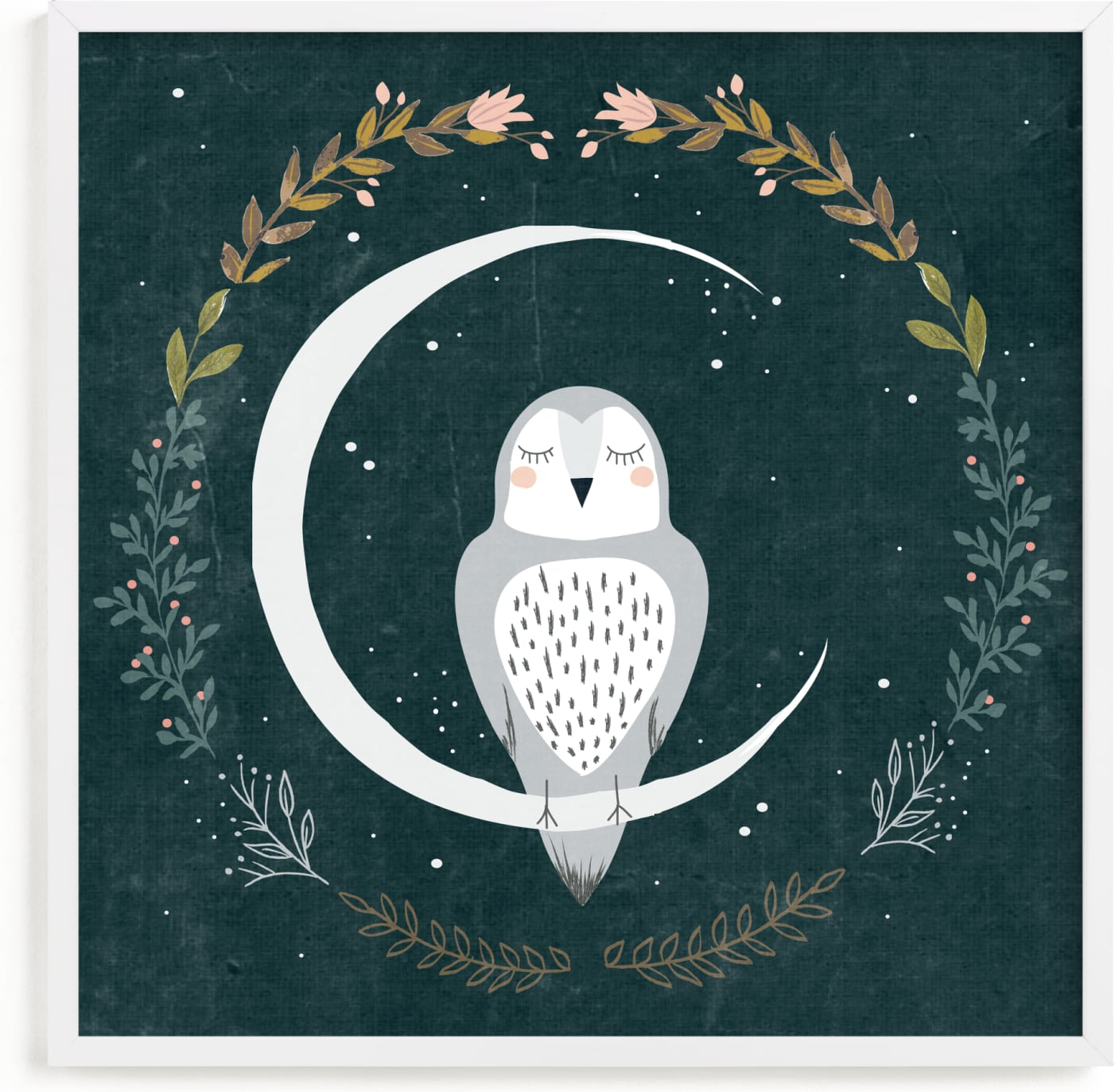 This is a colorful art by Hannah Williams called Moon and Owl.
