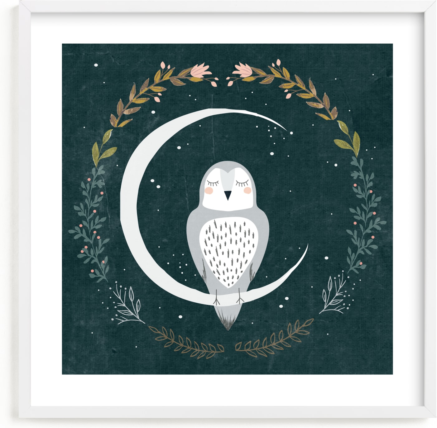 This is a colorful art by Hannah Williams called Moon and Owl.