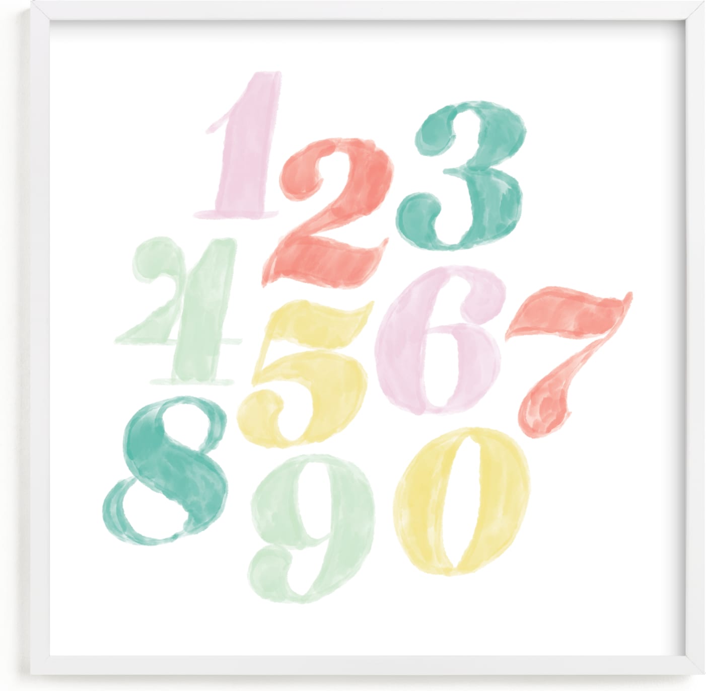 This is a colorful nursery wall art by Carolyn Kach called Numerals.