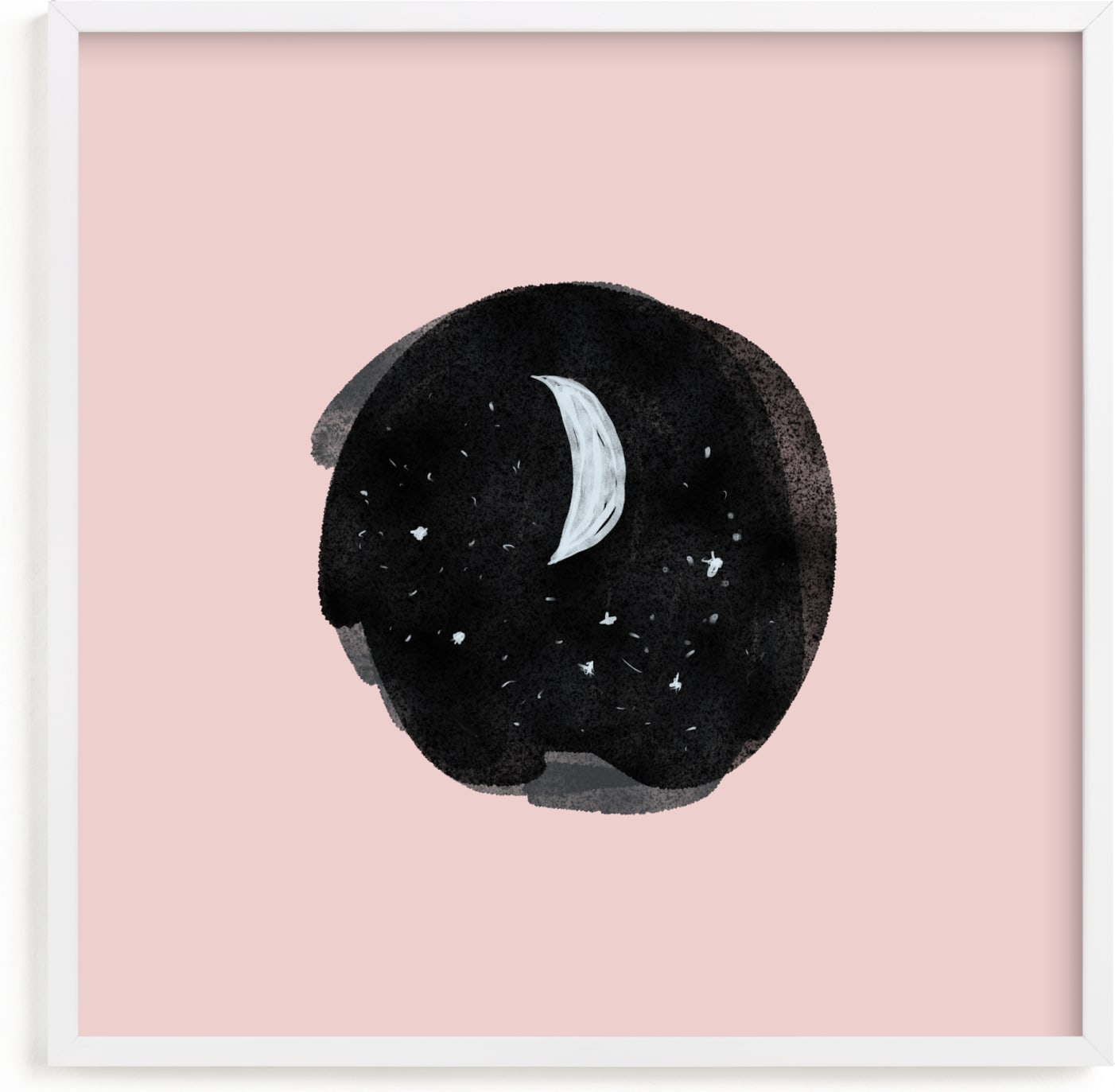 This is a pink nursery wall art by Nancy Noreth called Little Moon.