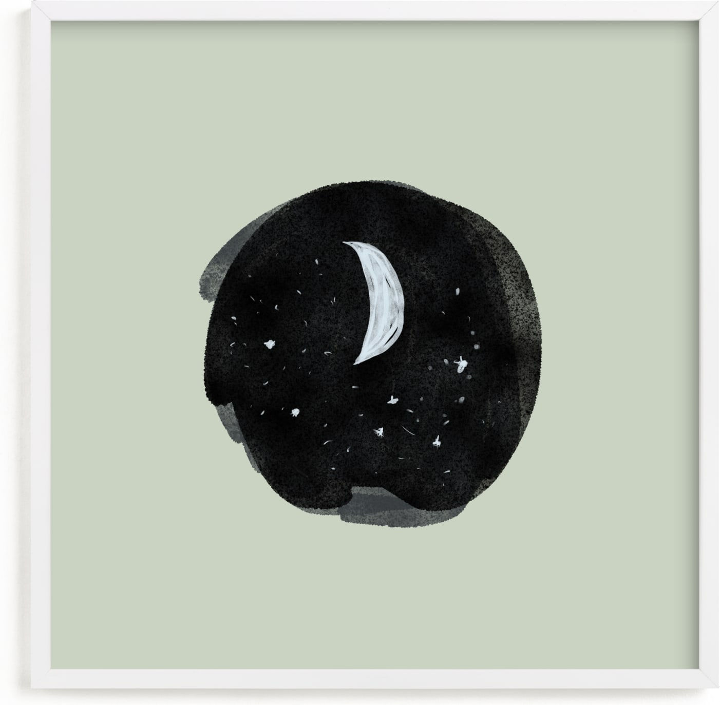 This is a black nursery wall art by Nancy Noreth called Little Moon.