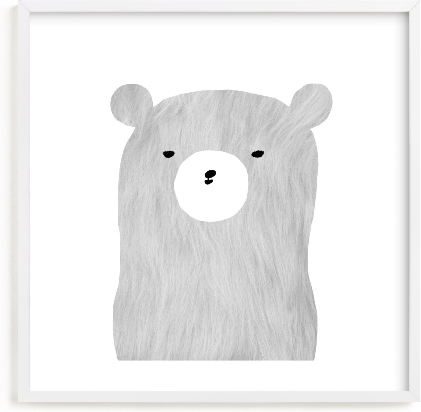 This is a black and white nursery wall art by Susanne Kasielke called furry bear.