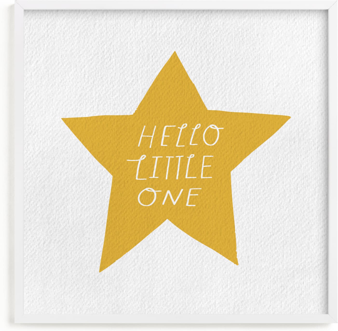 This is a white nursery wall art by Little Miss Missy called Hello Little One.
