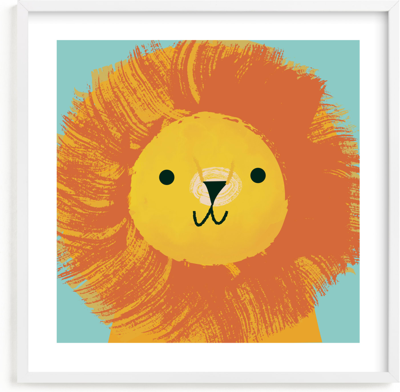 This is a yellow nursery wall art by Lori Wemple called King Of The Jungle.