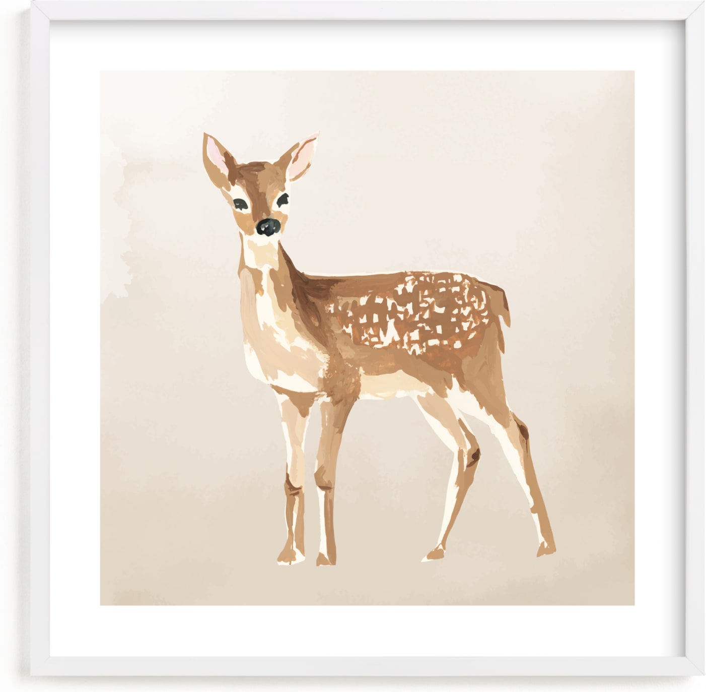 This is a brown nursery wall art by Teju Reval called Enchanted Deer II.