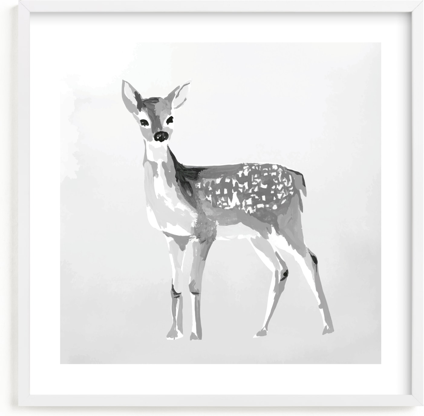 This is a black and white nursery wall art by Teju Reval called Enchanted Deer II.