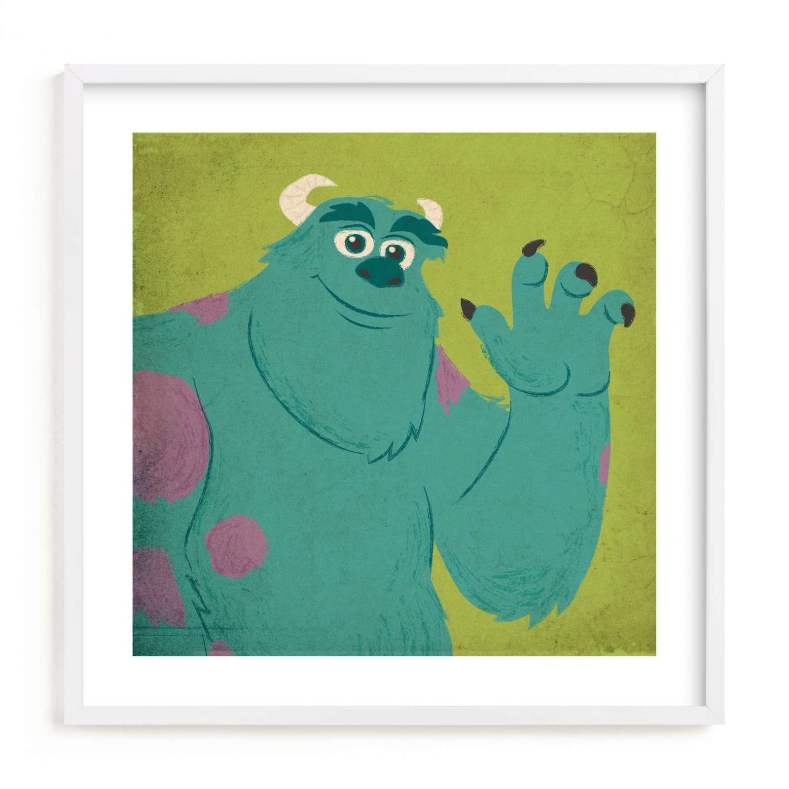 "Sulley from Disney and Pixar's Monster's Inc" - Limited Edition Art Print by Kiersten Garner in beautiful frame options and a variety of sizes.
