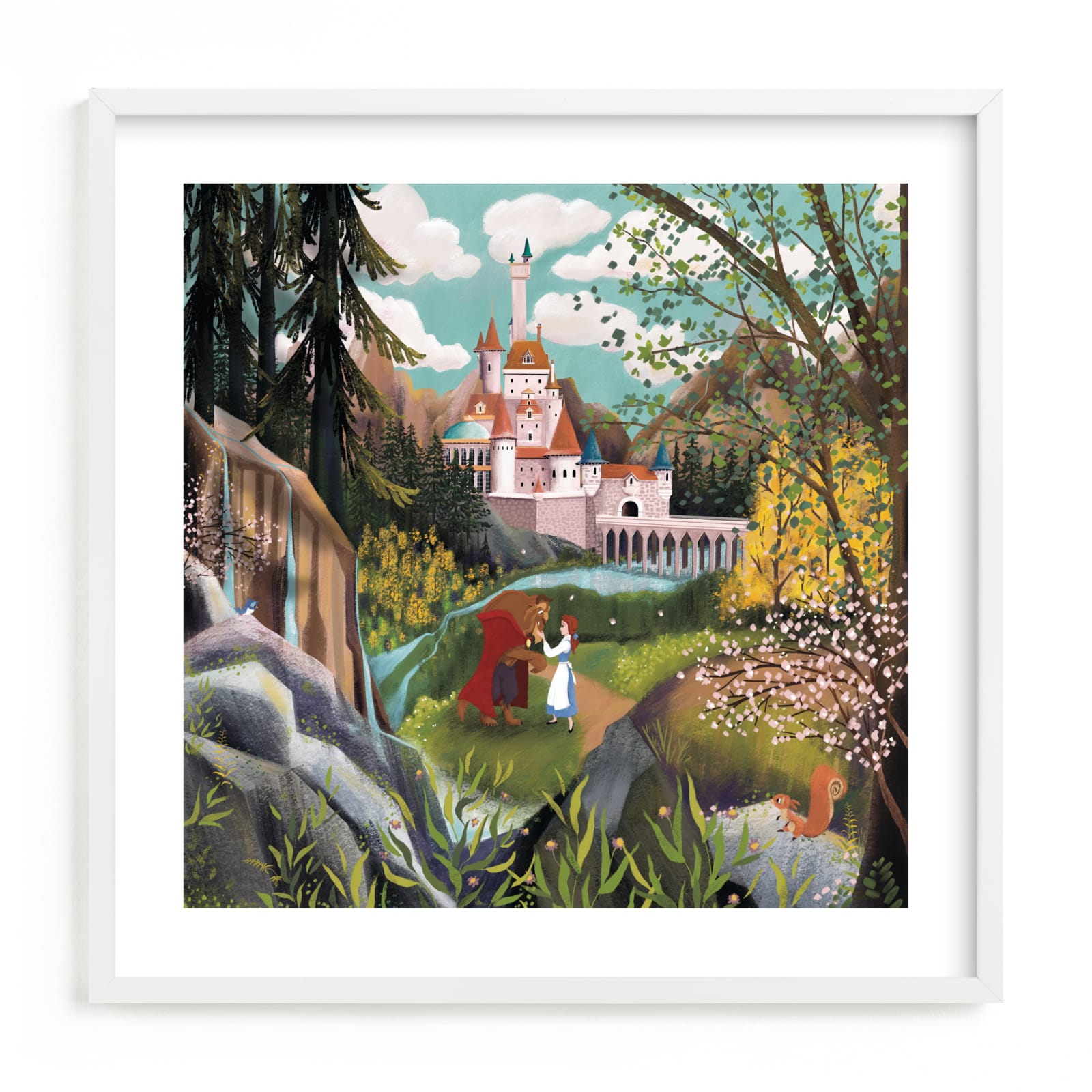 "Disney Beauty And The Beast Castle Grounds" - Limited Edition Art Print by Becky Nimoy in beautiful frame options and a variety of sizes.