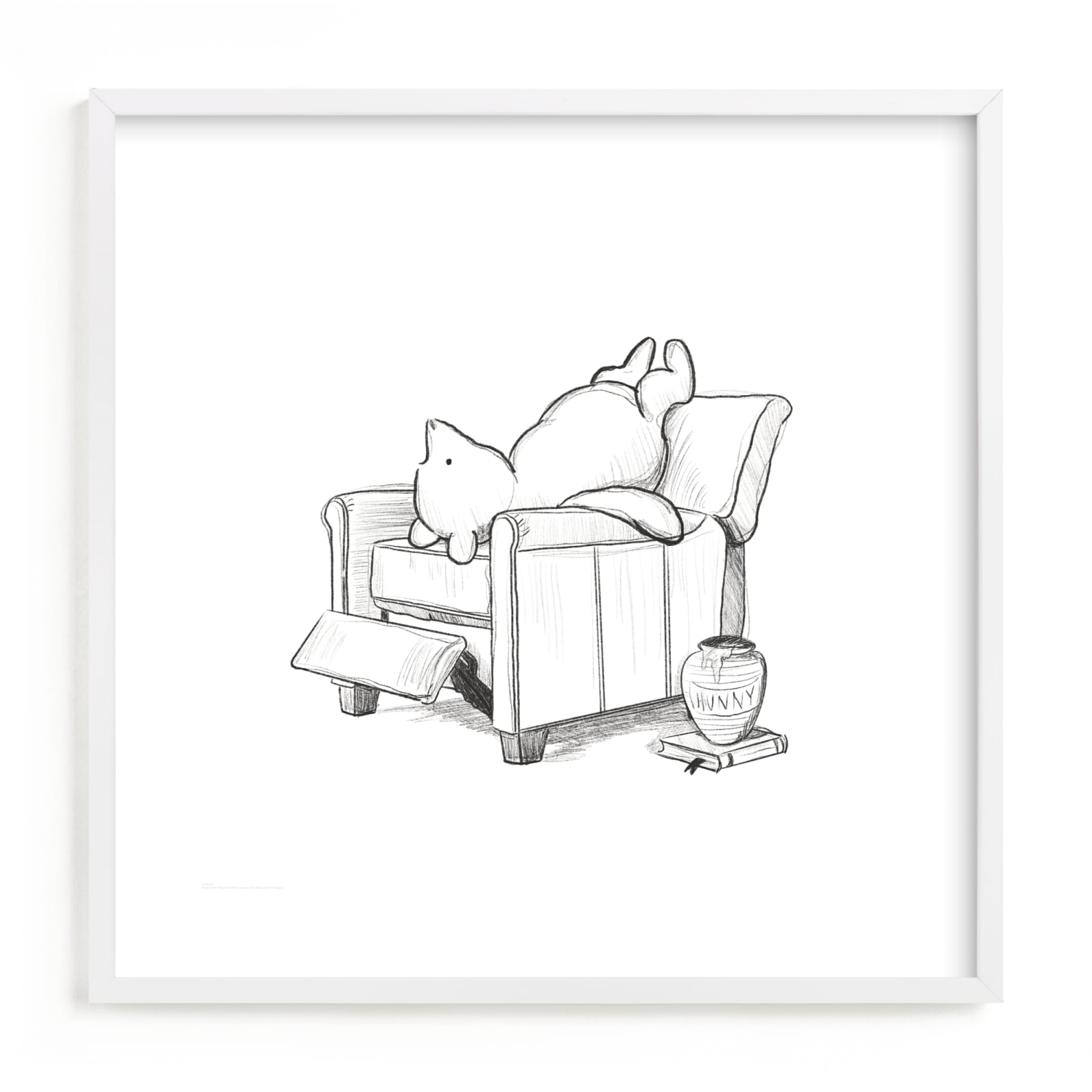 "Pooh Lounging from Disney's Winnie The Pooh" - Limited Edition Art Print by Stefanie Lane in beautiful frame options and a variety of sizes.