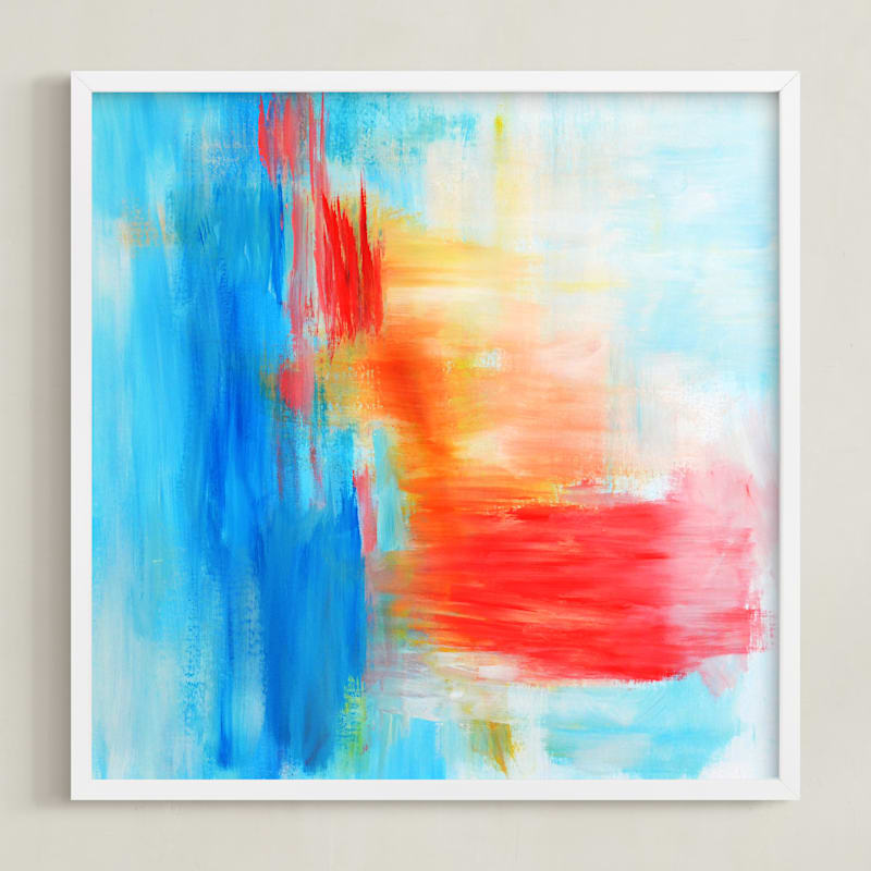 "Dalliance" - Art Print in Blue Malibu by Artsy Canvas Girl Designs - Framed