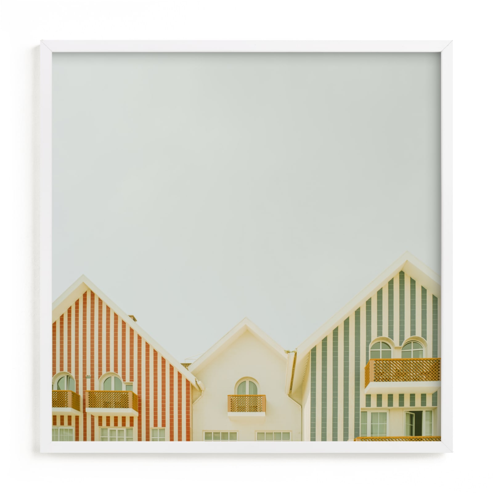 "Striped houses" - Limited Edition Art Print by Lena Erysheva in beautiful frame options and a variety of sizes.