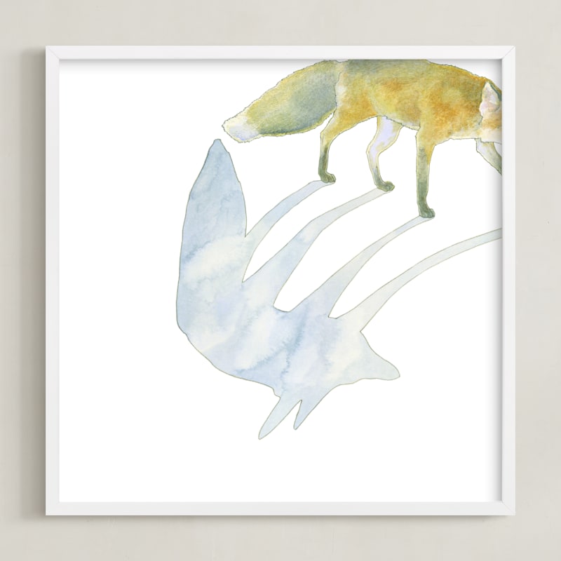 "Fox Shadow" - Art Print in shadow grey by Natalie Groves - Framed