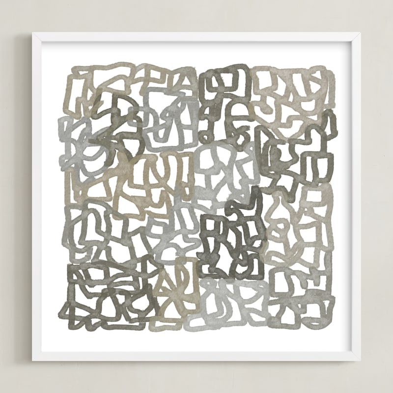 "Earthy Abstract" - Art Print in Sandstone by Tanya Lee Design - Framed