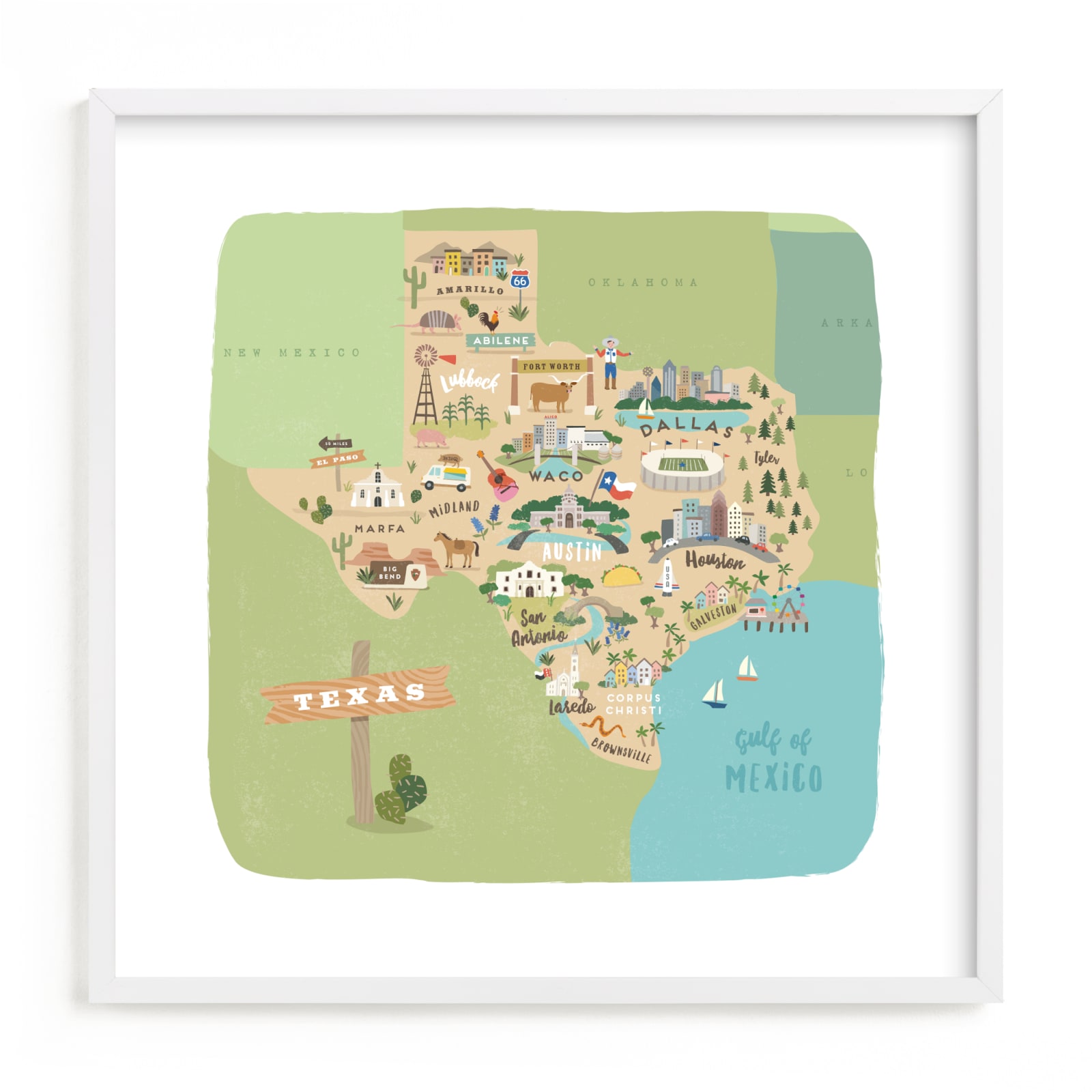 "Greetings from Texas" - Limited Edition Art Print by Jennifer Wick in beautiful frame options and a variety of sizes.