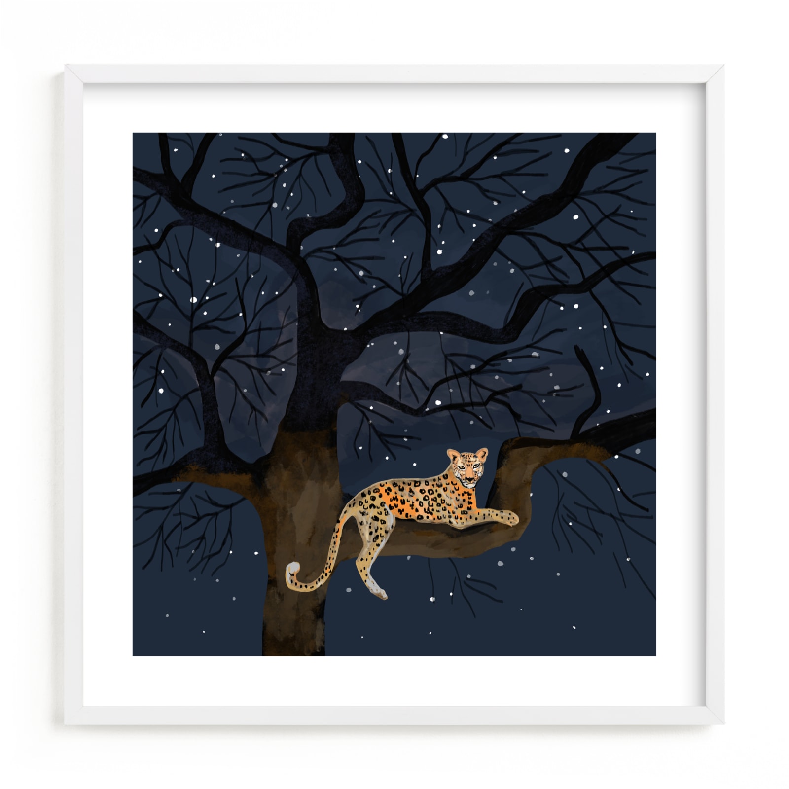 "starry sky leopard" - Limited Edition Art Print by Cass Loh in beautiful frame options and a variety of sizes.