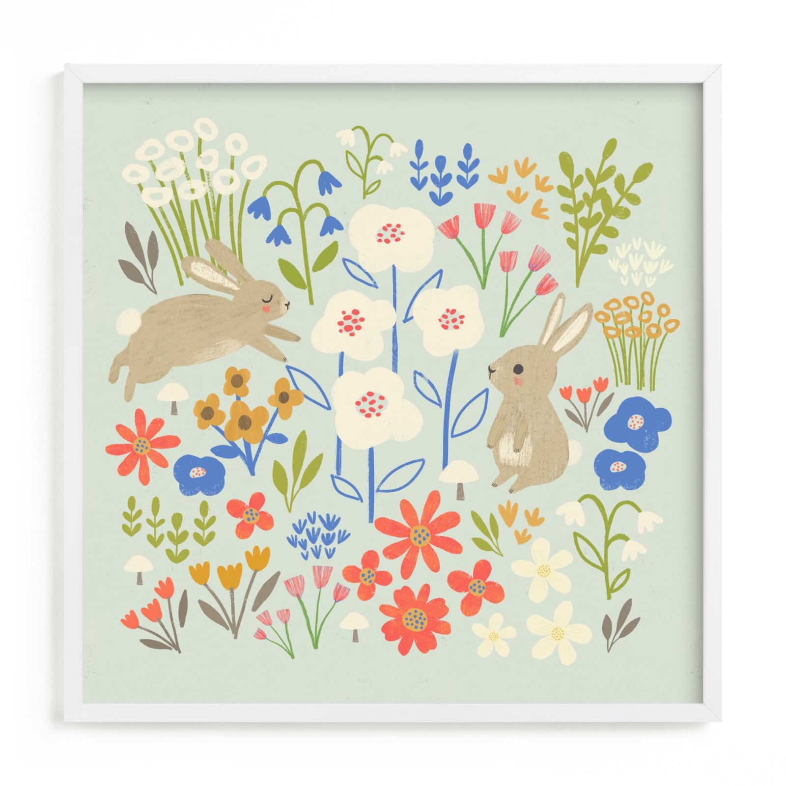 "Bunnies in the Garden" - Limited Edition Art Print by Anne Lehman Stolpe in beautiful frame options and a variety of sizes.