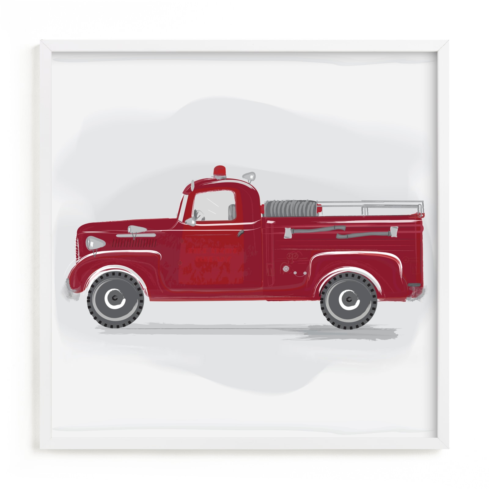 "Fire Truck Grey 2" - Art Print by Rebecca Marchese in beautiful frame options and a variety of sizes.