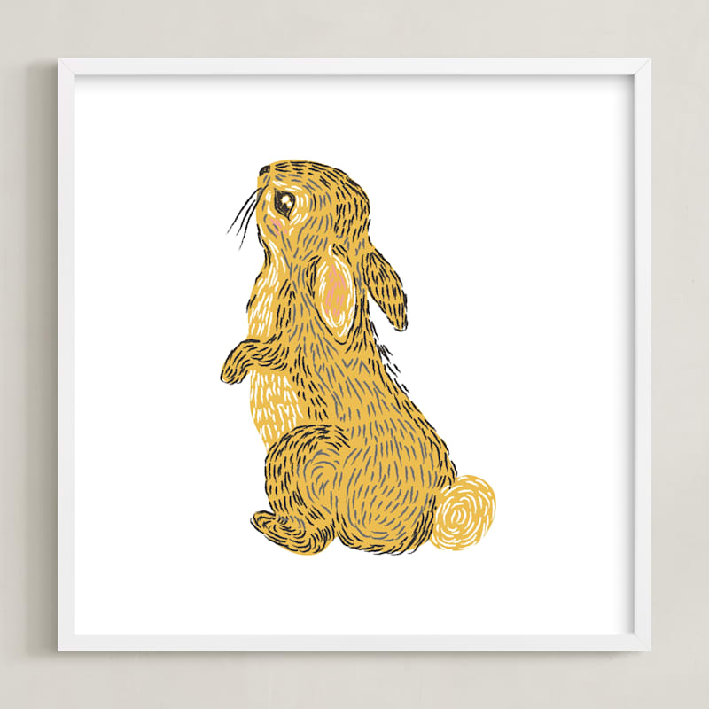 "Golden Rabbit" - Art Print in Golden by Snow and Ivy - Framed