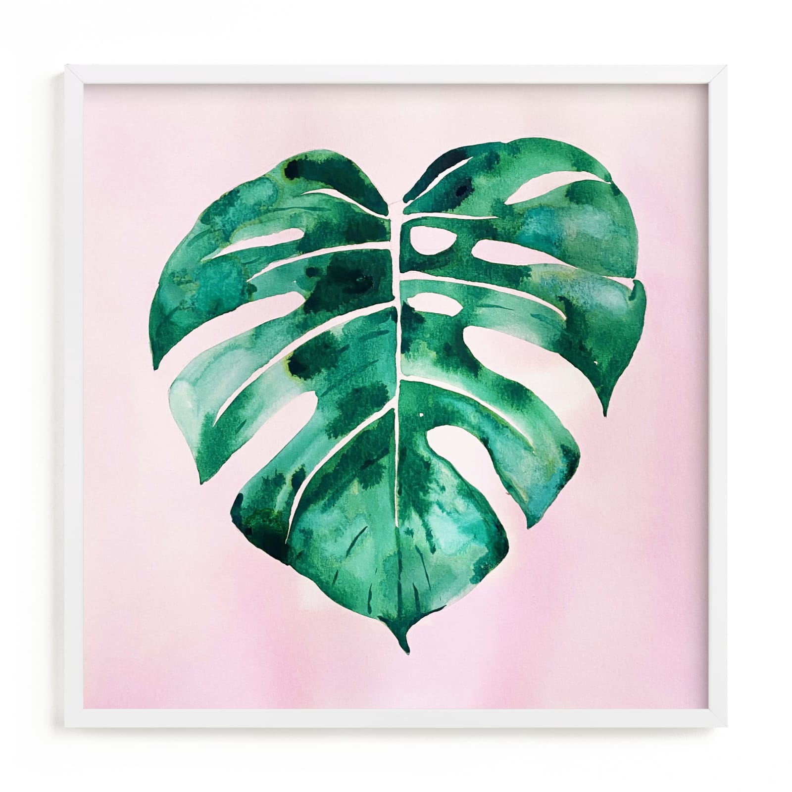 "palm leaf in pink" by Tae Lee in beautiful frame options and a variety of sizes.