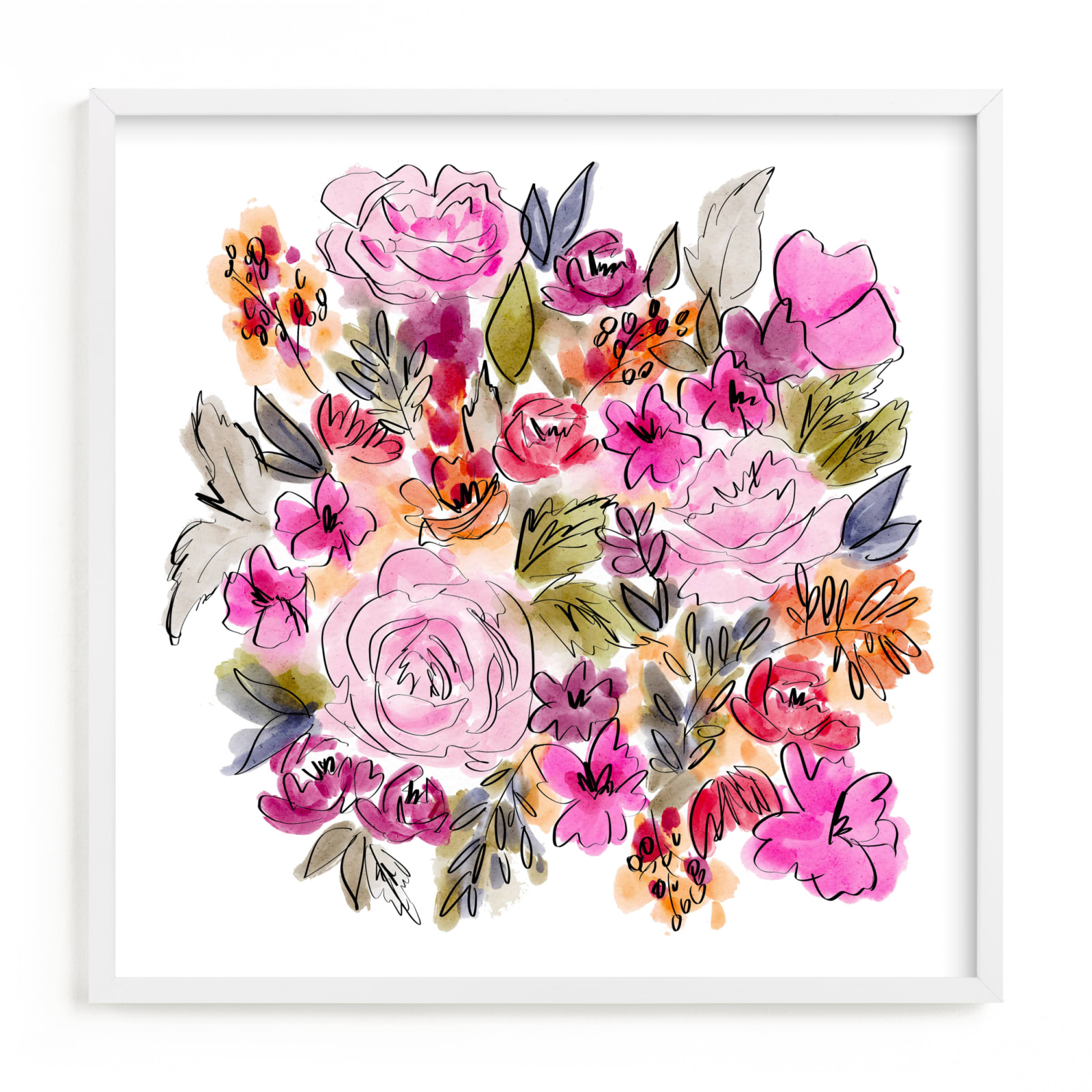 "Happy Blooms II" by Britt Mills in beautiful frame options and a variety of sizes.