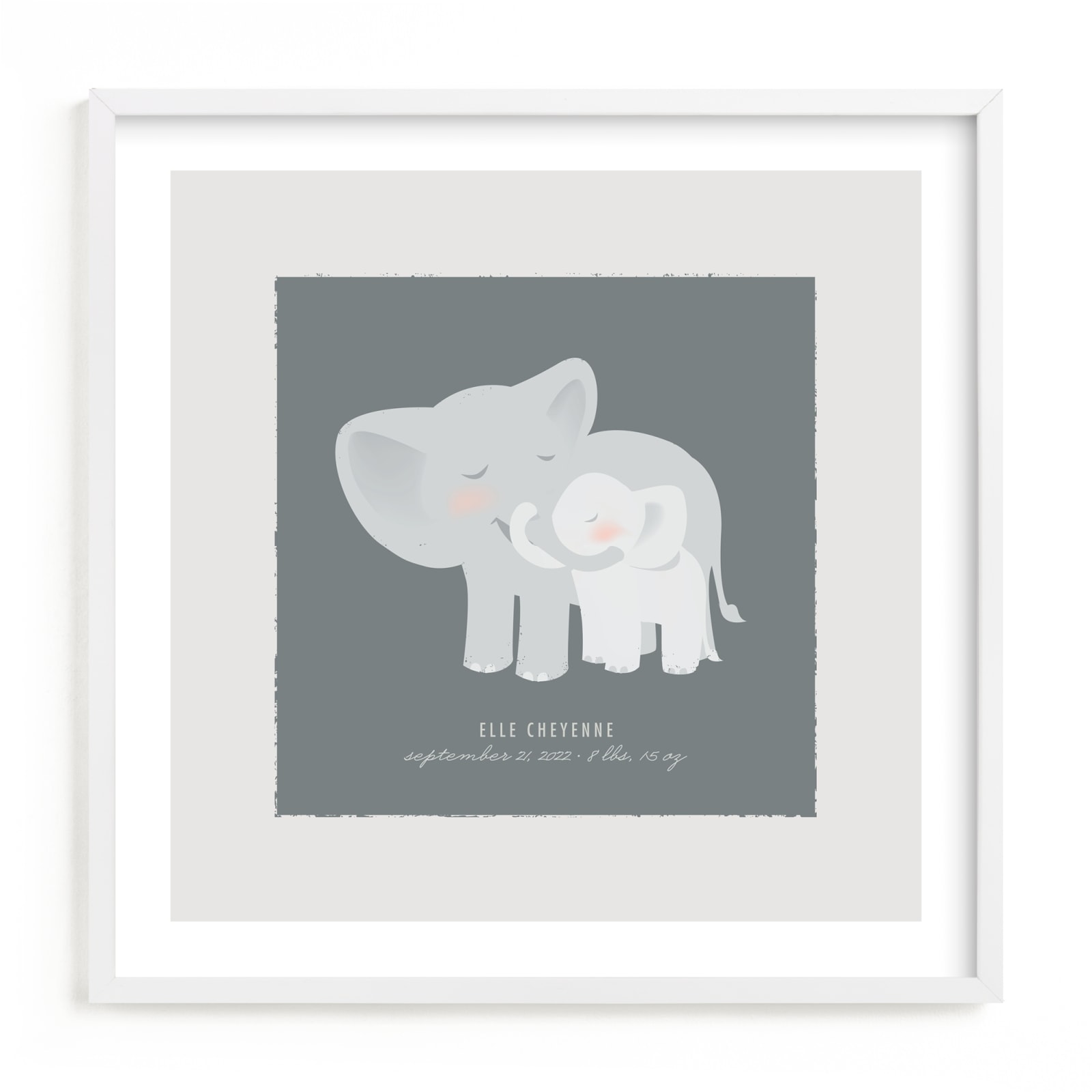 This is a grey nursery wall art by Lori Wemple called A Mother's Love - Elephants.