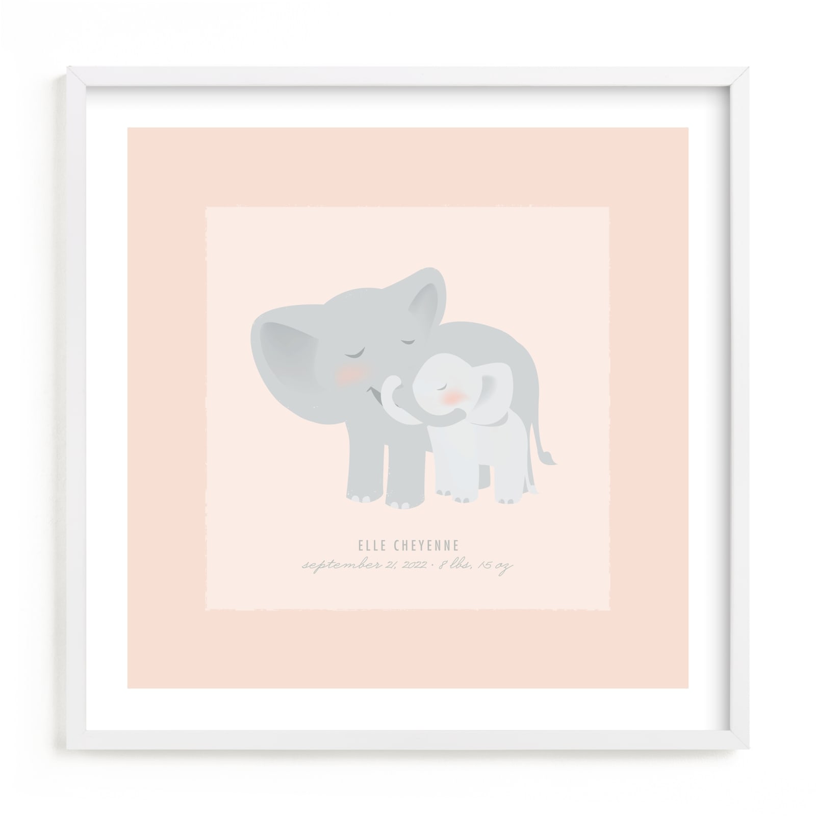 This is a pink nursery wall art by Lori Wemple called A Mother's Love - Elephants.