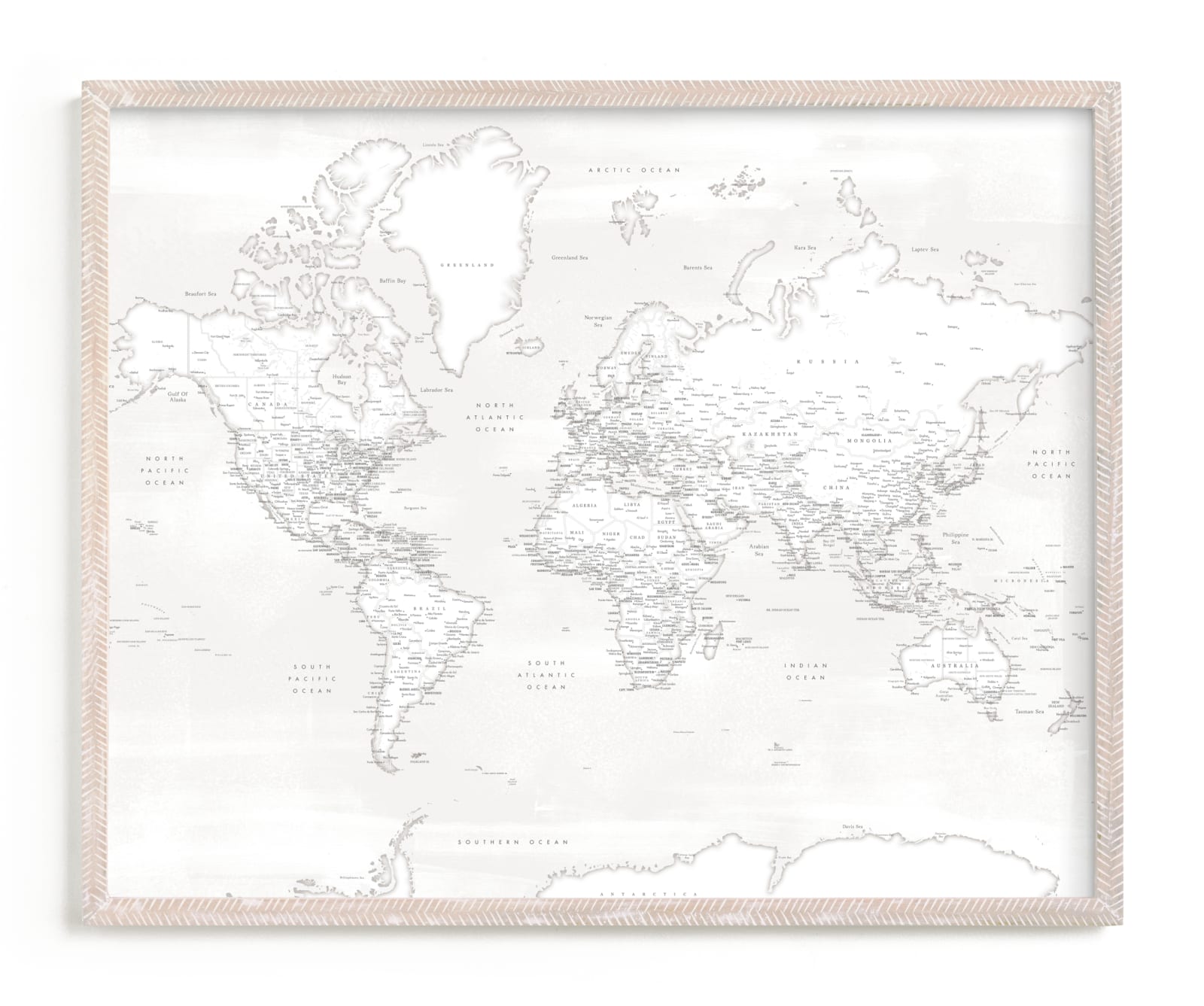 "Maeli white detailed world map" by Rosana Laiz Blursbyai in beautiful frame options and a variety of sizes.