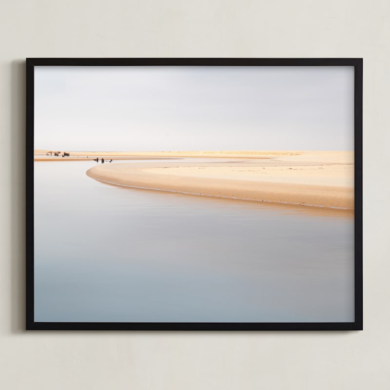 "Tributary on the Coast" - Art Print in Sand by TS Designs - Framed