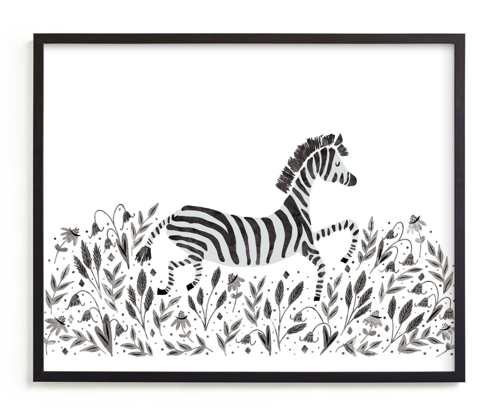 "Zebra in the Flowers" - Limited Edition Art Print by Jackie Crawford in beautiful frame options and a variety of sizes.