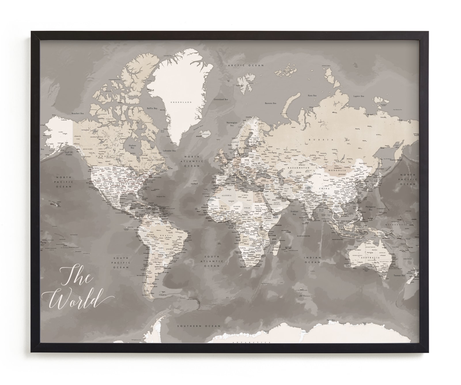 "Davey detailed world map" by Rosana Laiz Blursbyai in beautiful frame options and a variety of sizes.