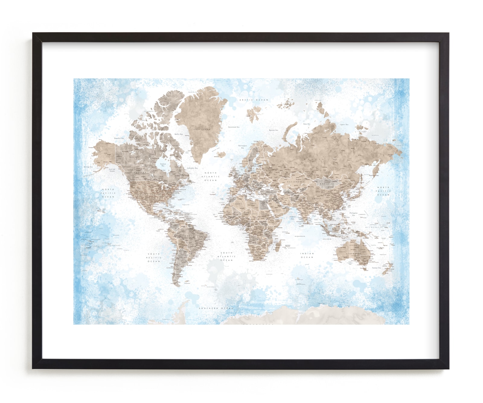 "Ghada detailed world map" by Rosana Laiz Blursbyai in beautiful frame options and a variety of sizes.
