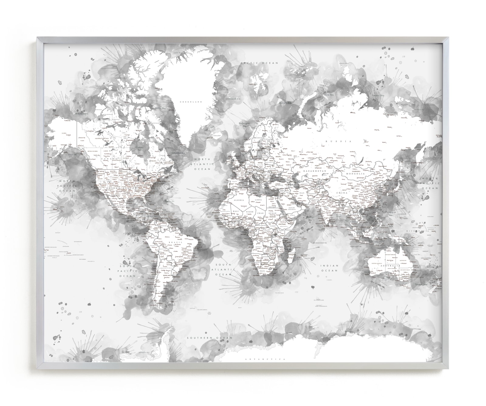 "Loui watercolor world map" by Rosana Laiz Blursbyai in beautiful frame options and a variety of sizes.
